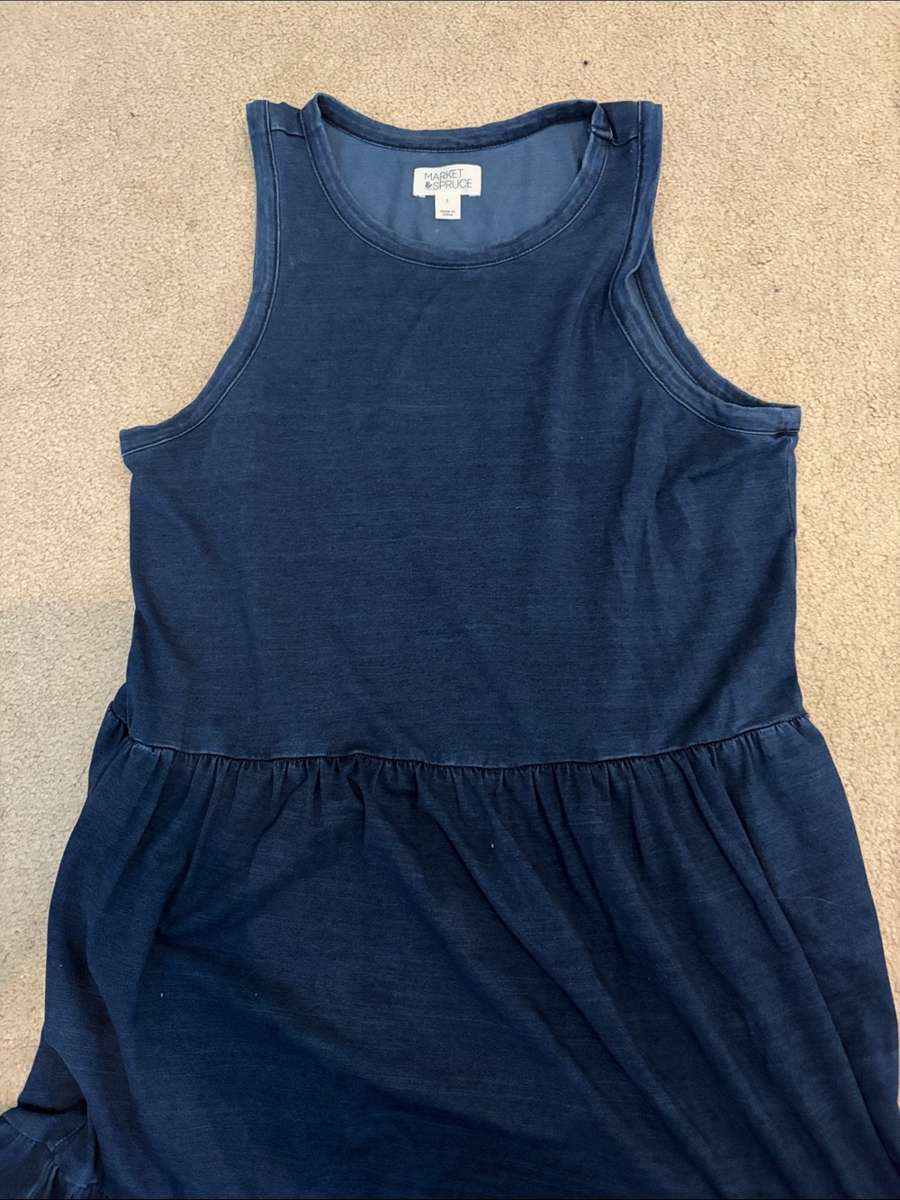 Market & Spruce Deep Navy Sleeveless tiered Tank dress